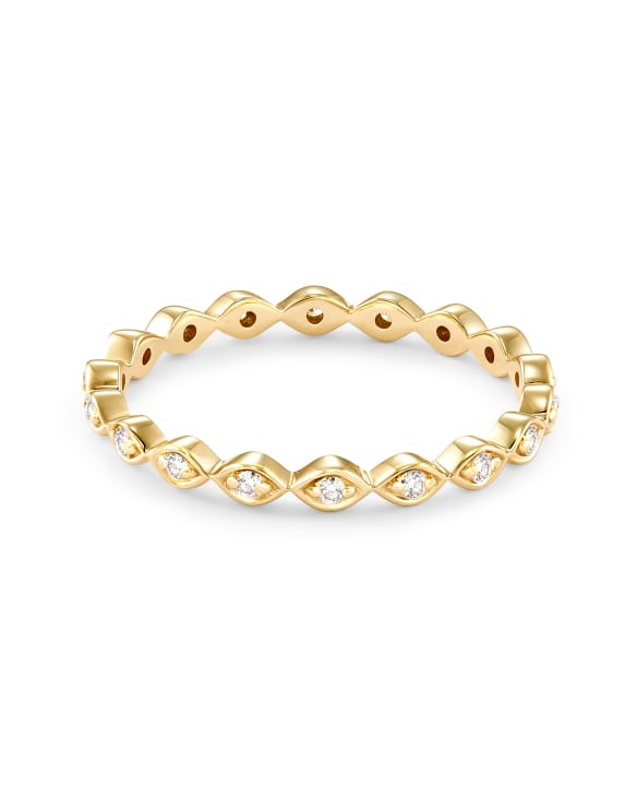 Nicolette 14k Yellow Gold Band Ring in White Diamond